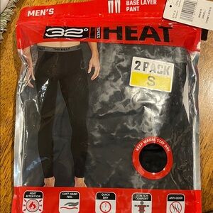 32 Degrees Men's Black Heat Base Layer Pants 2-Pack